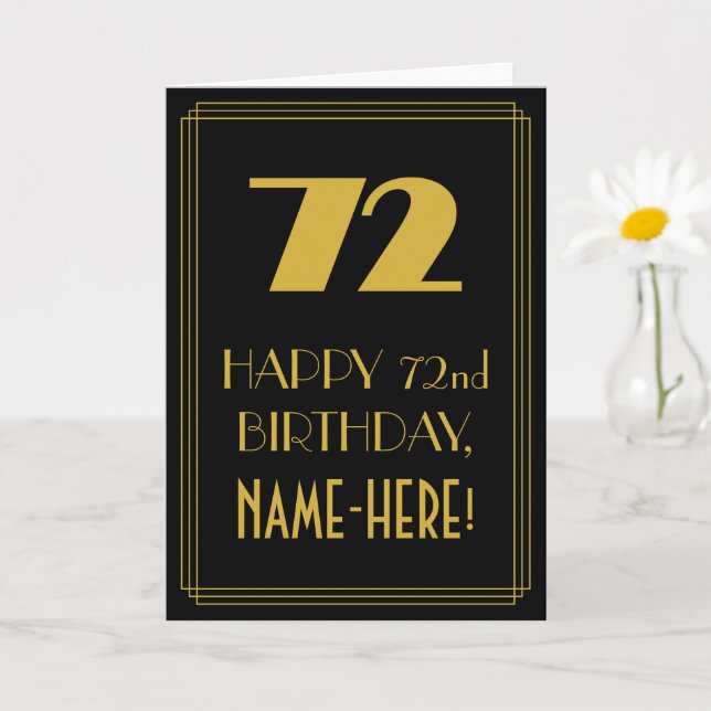Carte 72e anniversaire ~ Art Déco Inspiré Look "72" & No (Petite plante)
