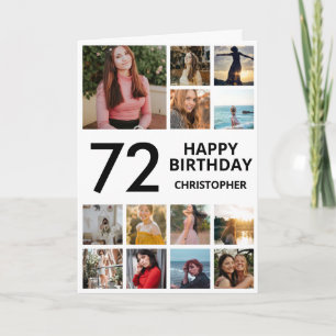 Carte 72e anniversaire Collage photo 13 photos noir blan