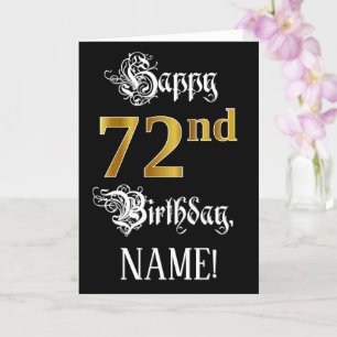 Carte 72e anniversaire — Script fantaisie; look or Faux;