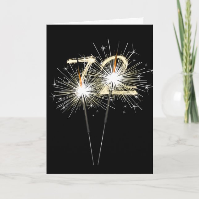 Carte 72e anniversaire Sparklers en noir (Devant)