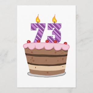 Carte 73 ans sur le gâteau d'anniversaire