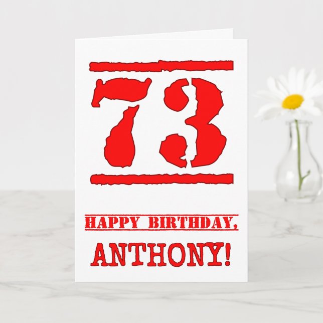 Carte 73e anniversaire : Amusant, Timbre en caoutchouc r (Petite plante)