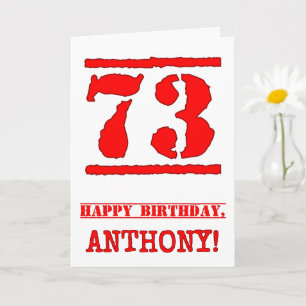 Carte 73e anniversaire : Amusant, Timbre en caoutchouc r