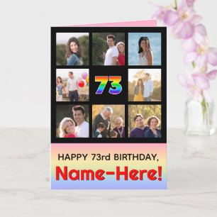 Carte 73e anniversaire : Arc en ciel amusant #, photos p