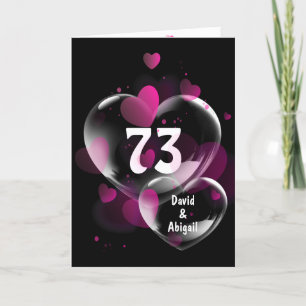 Carte 73e Anniversaire Bulles cardiaques sur Noir