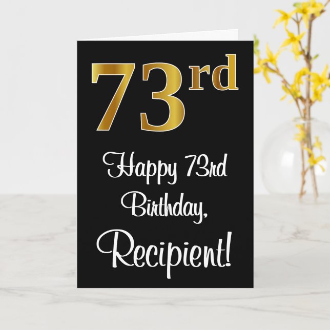 Carte 73e anniversaire ~ Elégant luxe Faux Gold Look # (Fleur jaune)
