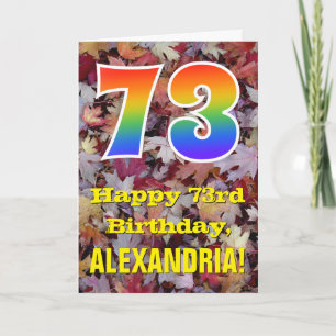 Carte 73e anniversaire; feuilles d'automne rustiques; ar