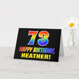 Carte 73e Anniversaire : Gras, Amusant, Simple, Arc-en-c