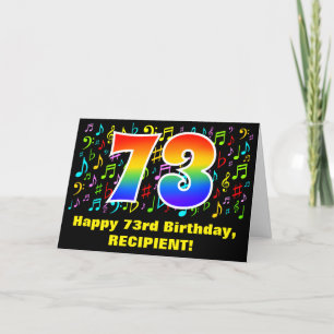 Carte 73e anniversaire : Symboles de musique colorée et 