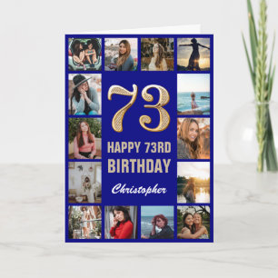 Carte 73e Joyeux Anniversaire Marine Bleu & Gold Photo C