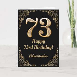 Carte 73ème anniversaire Parties scintillant noir et or