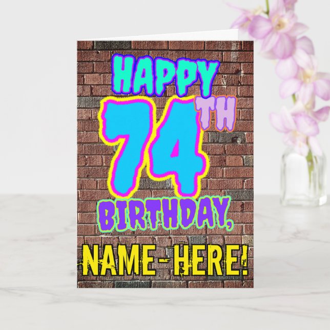 Carte 74e anniversaire - Amusant, Graffiti urbain inspir (Orchidée)