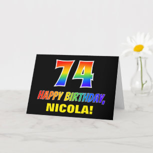 Carte 74e anniversaire : Bold, amusant, simple, arc-en-c