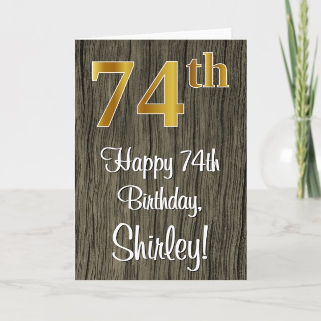 Carte 74e anniversaire : Elégant Faux Gold Look #, Faux  (Devant)