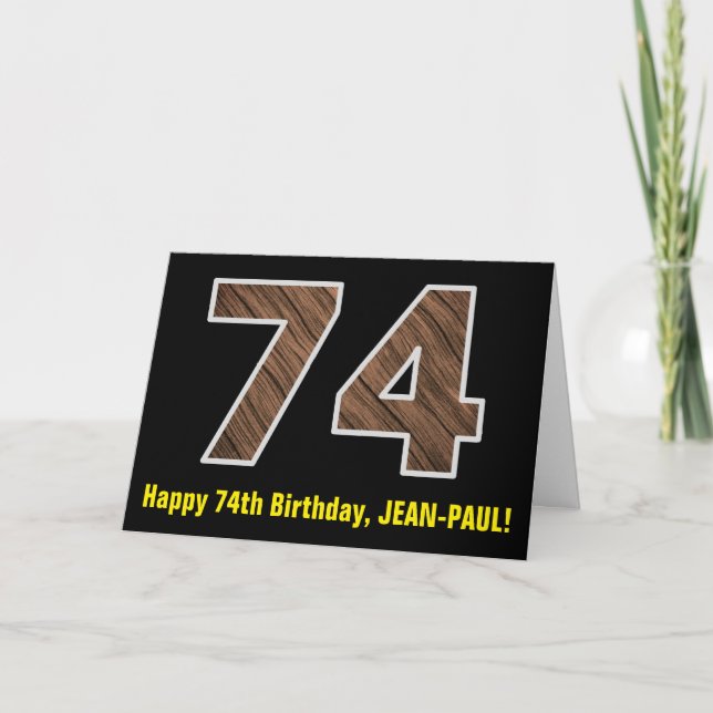 Carte 74e anniversaire : Nom + Faux Motif de grains de b (Devant)