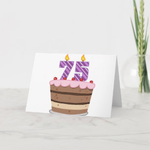 Carte 75 ans sur le gâteau d'anniversaire