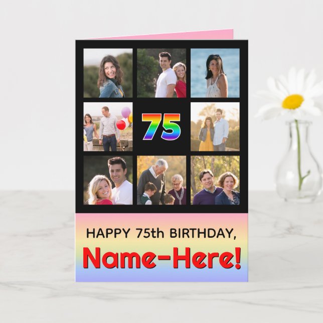 Carte 75e anniversaire : Arc-en-ciel amusant #, photos p (Petite plante)
