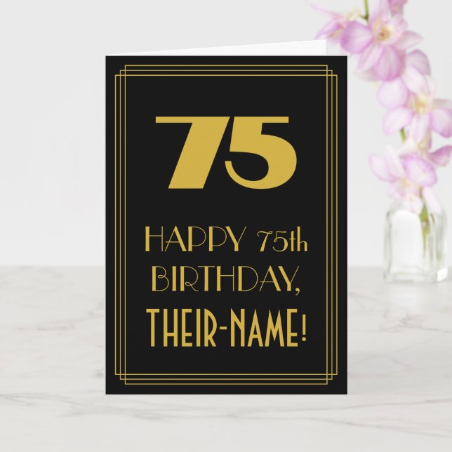 Carte 75e anniversaire - Art Déco Inspiré Look "75" & No (Orchidée)