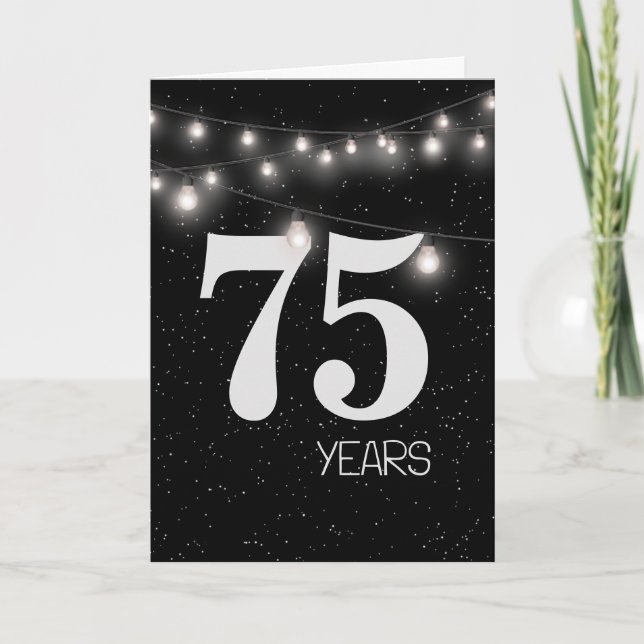 Carte 75e anniversaire avec lumières et étoiles (Devant)