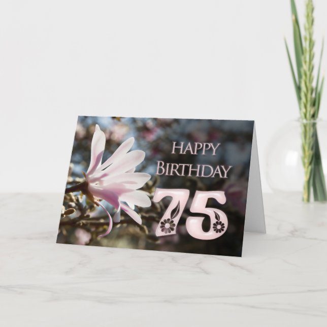 Carte 75e anniversaire avec magnolia (Devant)