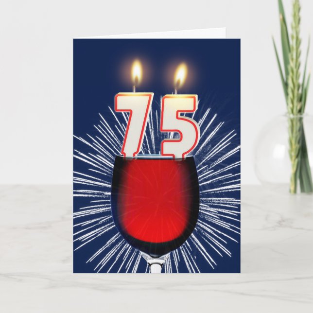 Carte 75e anniversaire avec vin et bougies (Devant)