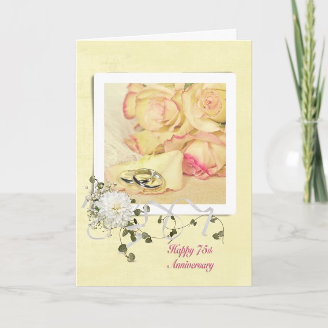 Carte 75e anniversaire du Mariage Rose (Devant)
