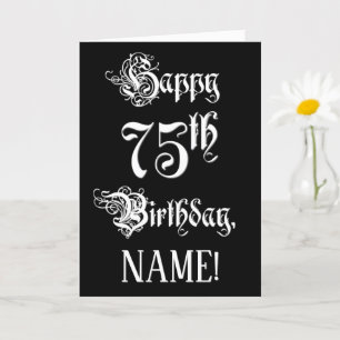Carte 75e anniversaire : Fancy, Elegant Script + Nom per