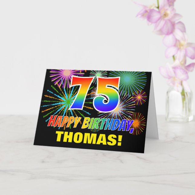 Carte 75e anniversaire : Gras, Amusants, Feu d'artifice, (Orchidée)