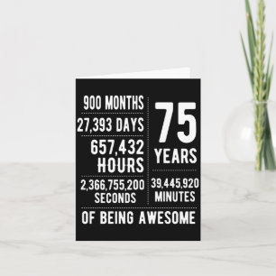 Carte 75e anniversaire hommes femmes drôle 75 ans