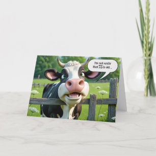 Carte 75e anniversaire Humour de vache