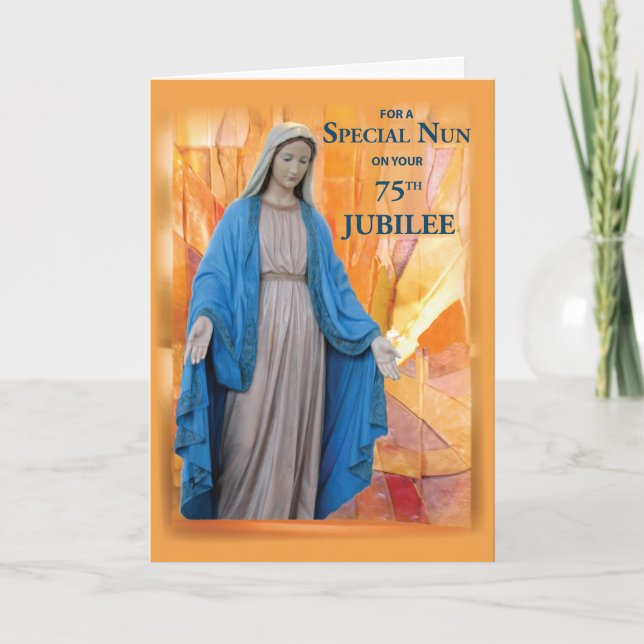 Carte 75e anniversaire Jubilé pour la soeur catholique,  (Devant)