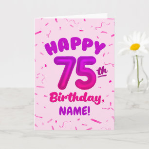 Carte 75e anniversaire, numéro de ballon, nom personnali