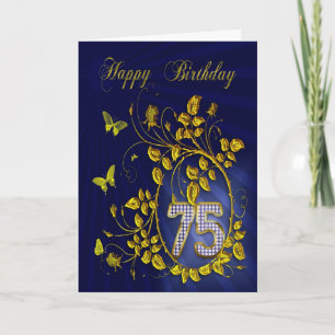 Carte 75e anniversaire papillons dorés