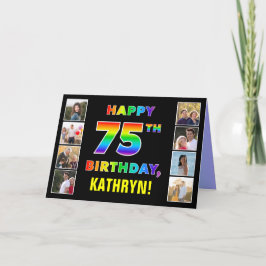 Carte 75e anniversaire : Rainbow Text, Custom Photos & N