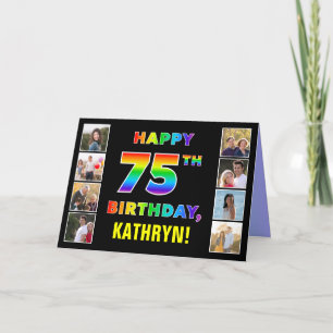 Carte 75e anniversaire : Rainbow Text, Custom Photos & N