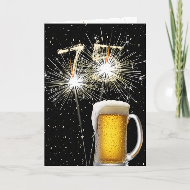 Carte 75e anniversaire Sparklers avec Beer Mug (Devant)