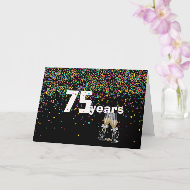 Carte 75e anniversaire toast in confetti (Orchidée)