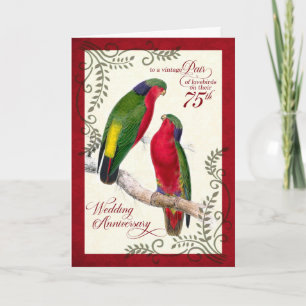 Carte 75e anniversaire Vintage Lorikeet Parrots