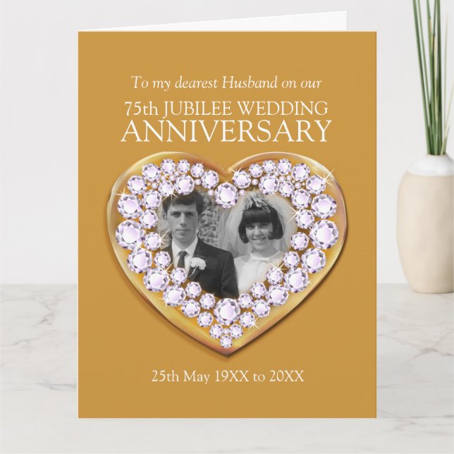 Carte 75e mariage anniversaire du jubilé mari photo (Devant)