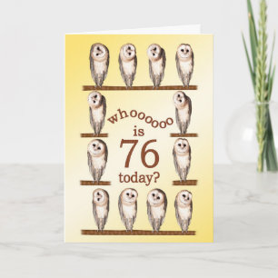 Carte 76e anniversaire, Curious owls card.