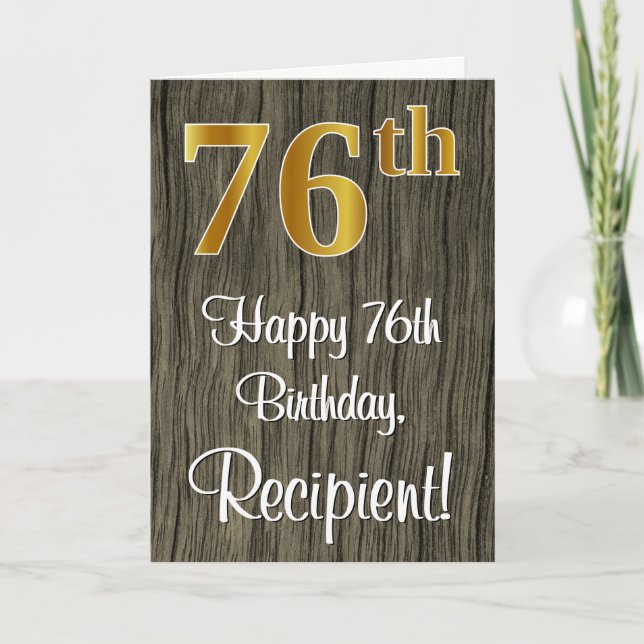 Carte 76e anniversaire : Elégant Faux Gold Look #, Faux  (Devant)