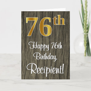 Carte 76e anniversaire : Elégant Faux Gold Look #, Faux 