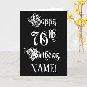 Carte 76e anniversaire : fantaisie, élégant script + Nom