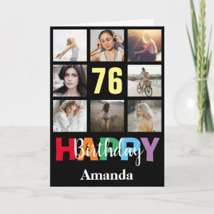 Carte 76e anniversaire heureux Collage photo moderne noi
