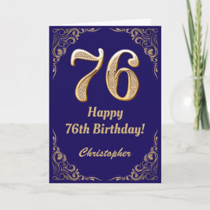 Carte 76e Anniversaire Marine Parties scintillant bleu e
