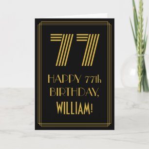 Carte 77e anniversaire : Art Déco Inspiré Look "77" & No