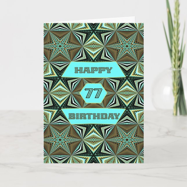 Carte 77e anniversaire avec Green Abstract Design (Devant)