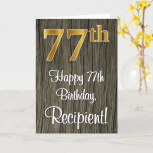Carte 77e anniversaire : Elégant look d'or Faux #, Faux 