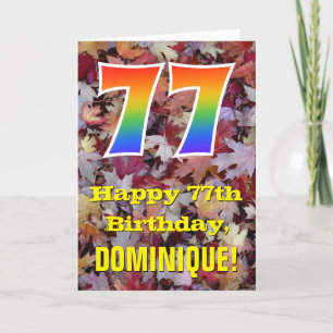Carte 77e anniversaire; feuilles d'automne rustiques; ar