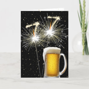 Carte 77e anniversaire Sparklers avec Beer Mug